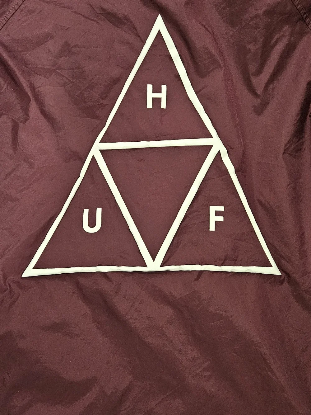 HUF Triple Triangle Men's Maroon Windbreaker Coach Jacket Sz. L